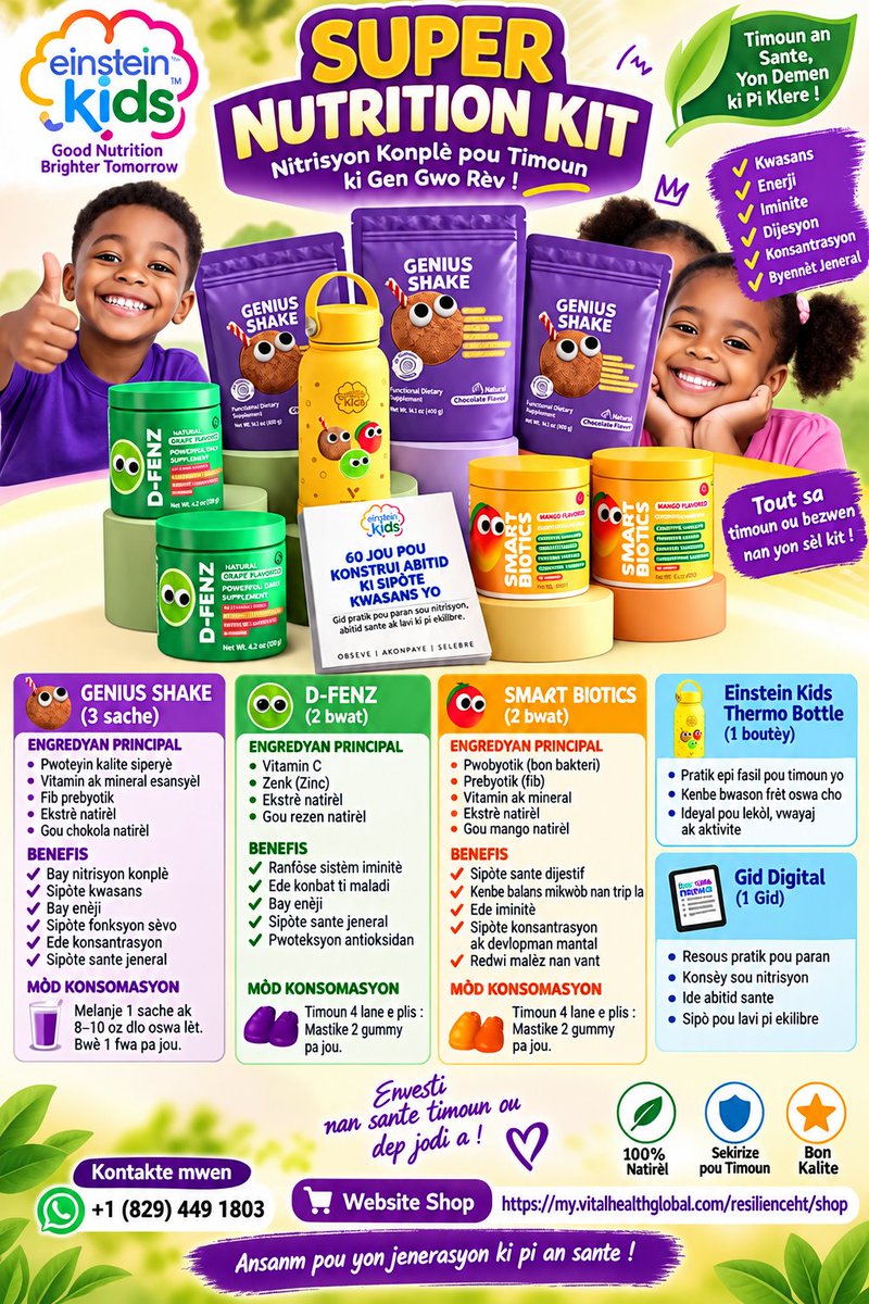 AnmBrizz's tweet photo. NUTRITION KIT
SPÉCIAL
FASON POU KONSOME SIPLEMAN AN EKRI NAN FLYER AN
TOUT BENEFIS PWODWI YO AK TOUT ENGREDYAN YO KI KONPOZE PWODWI YO EKRI NAN FLYER AN
VITAL HEALTH GLOBAL
POU TOUT KÒMAND KLIKE NAN LIEN KI EiPINGLE NAN PREMYE PIBLIKASYON AN
#VITALHEALTHGLOBAL
#ADAPTOGENES https://t.co/taq0lW5BFi