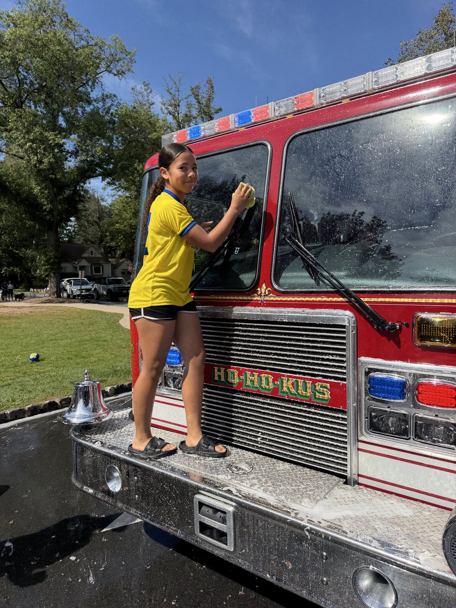 HHKFire's tweet photo. A Town Tradition! The Ho-Ho-Kus Volunteer Fire Department is here to support the Class of 2027 at the annual Car Wash Fundraiser. https://t.co/lP4La7P0bc