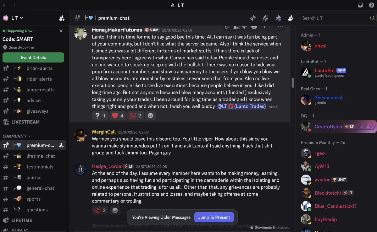 DeepAhluwalia9's tweet photo. Heres the truth @3xBoogeyman @dontbsalti 

@lanto_trades deleted all the other comments with facts from Flanktwo and MMF exposing him for sending losing trades to the cord so members blow their evaluation accounts so we use his prop firm code again. https://t.co/yy3tPs7nSL