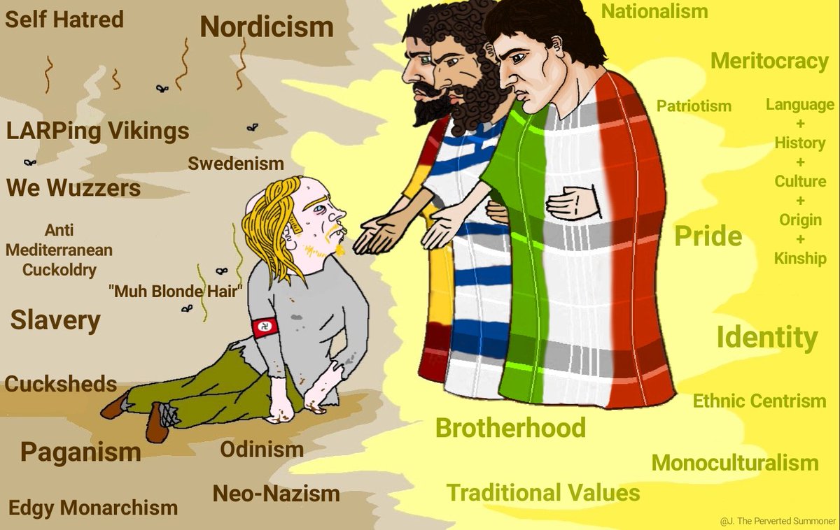 GalaicoCaipira's tweet photo. Southern Europeans are not "white", they're europeans, which is much better.

- European is about Ethnicity, Culture, Tradition, Brotherhood and obviously Pride.

- "White" is usually just nordicism and germanophilia. https://t.co/qKDKJxcjMP
