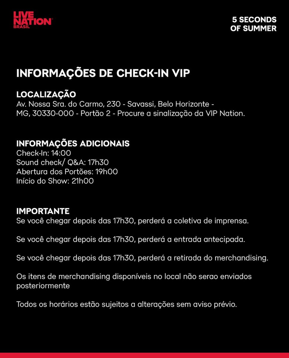 5SOSBrazil's tweet photo. 🚨| Live Nation acabou de postar as informações oficiais sobre a Everyone's a Star World Tour Belo Horizonte: https://t.co/2YjVZZKfpU