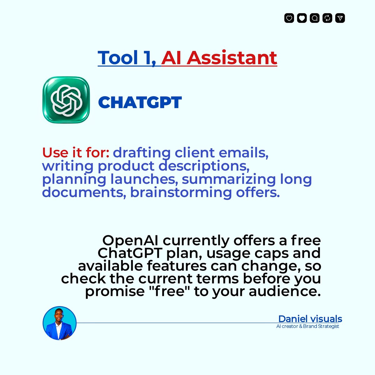 Danielvisualsai's tweet photo. Save this.
Then send it to a business owner who still thinks AI is only for chatting. 😂
Follow me for more practical ways to combine AI + creativity + business.
🎓 And if you want to learn how to actually create with these tools, comment “CLASS.”
#AIForBusiness #AITool https://t.co/2IuZc2wHLK