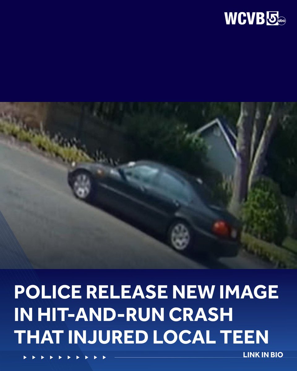 WCVB's tweet photo. Police release new image in hit-and-run crash that injured local teen |LINK IN BIO https://t.co/XMqM203d9a