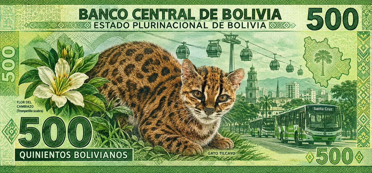 cristhianj2010's tweet photo. El gato tilcayo al nuevo billete de 500 bs para tolerar un poco la inflación que se viene en 🇧🇴. https://t.co/A8OruzO8NT