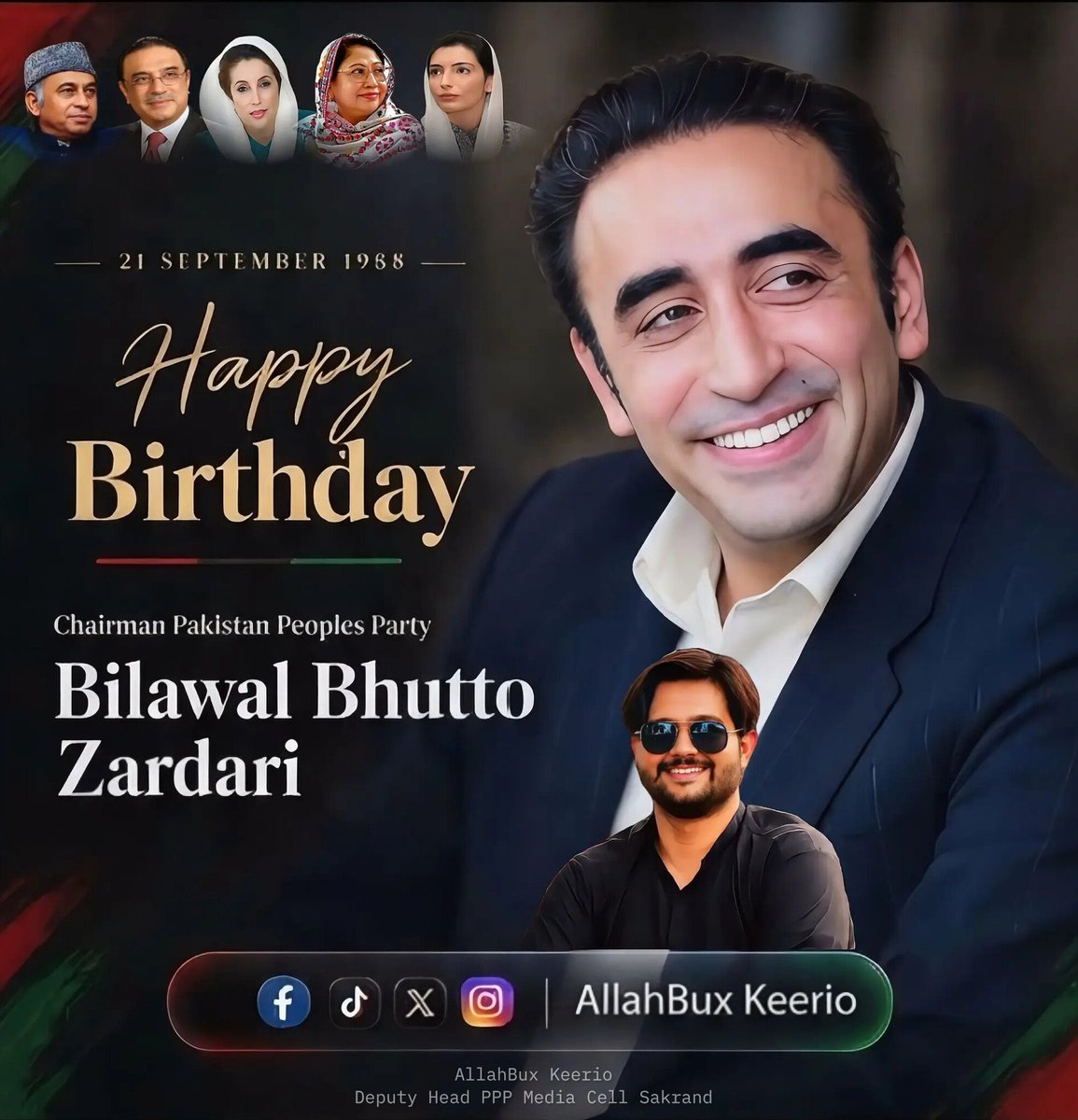 AllahBux09's tweet photo. Happy Birthday Chairman @BBhuttoZardari sb 🎂❤️ 

#HBD #Chairman #BilawalBhuttoZardari https://t.co/A68a7W3ESy
