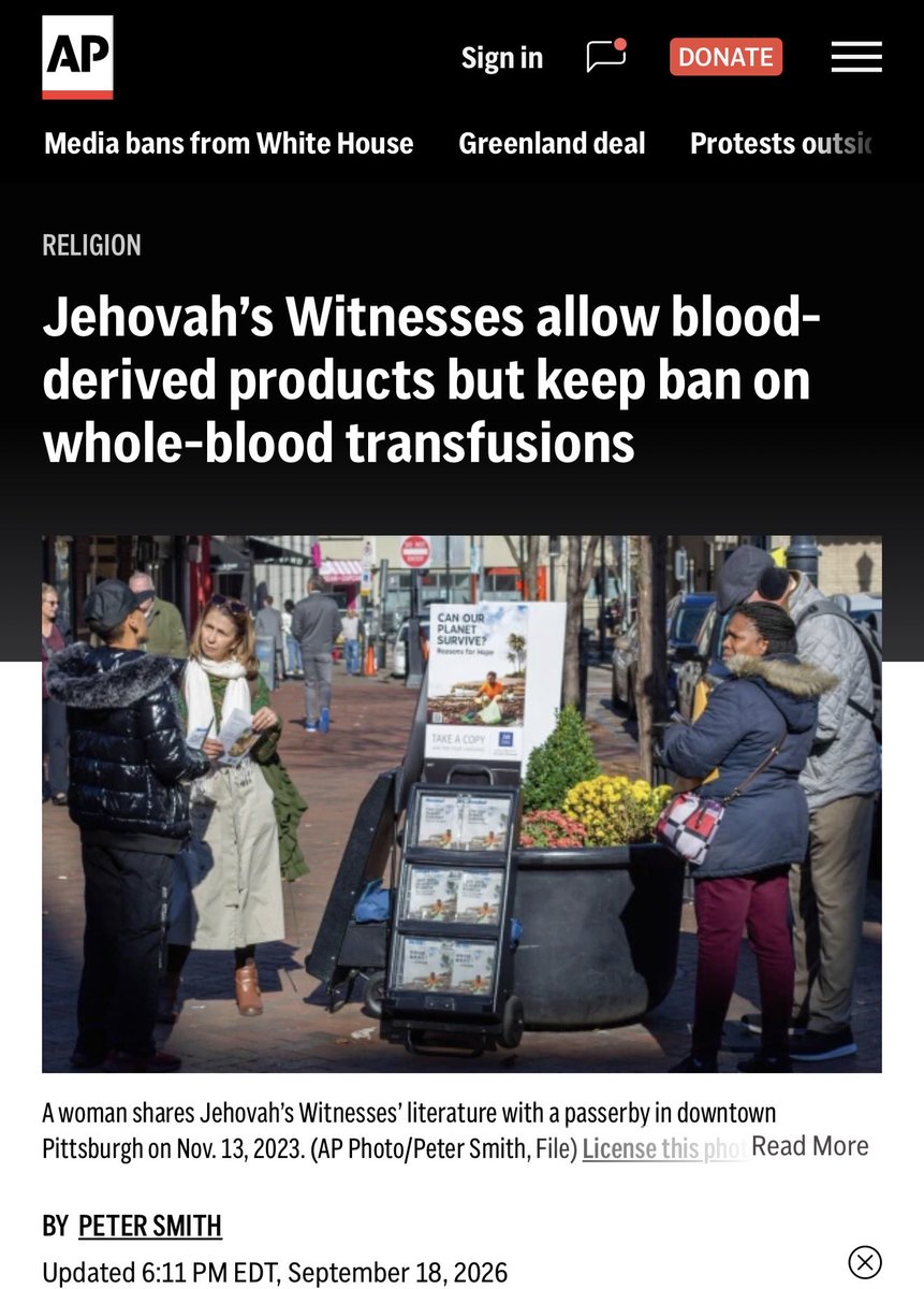 dr_bandak's tweet photo. I will never forget a woman we lost in the labor ward because she wouldn't accept blood. 

She left her newborn without a mom.

Think of this new policy as "do not eat a burger."

Whole blood is the assembled burger: bread, meat, cheese, lettuce, tomato, all stacked together and handed to you as one thing.

That is still prohibited.

Now let's take the burger/blood apart.

The meat on its own is the red cells.

The bread is the plasma.

The cheese is the platelets.

The lettuce and tomato are the white cells.

Under the new policy, you can order any of these separately, and you can even order all four on the same tray.

You just cannot order them assembled.

From a medical standpoint, the components together are the whole unit. 

A patient given red cells, plasma, and platelets in the standard trauma ratio is receiving, in effect, reconstituted whole blood.

So a doctor looking at the tray sees a deconstructed burger.

The organization looks at the same tray and says, "No burger was served."

As confusing as that may sound, I hope it means we stop losing lives to the "no blood" policy.
