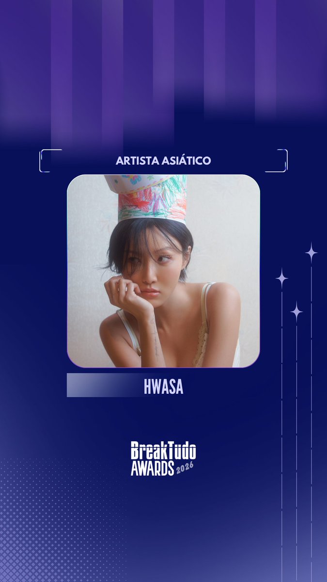 breaktudoawards's tweet photo. Hwasa (#Hwasa) ✨ está indicada a Artista Asiático no BreakTudo Awards 2026! 🏆

🗳️ Vote em Hwasa no site https://t.co/Be8Lae3ja2 até 17 de outubro.

#BreakTudoAwards https://t.co/HTze3W0WMO