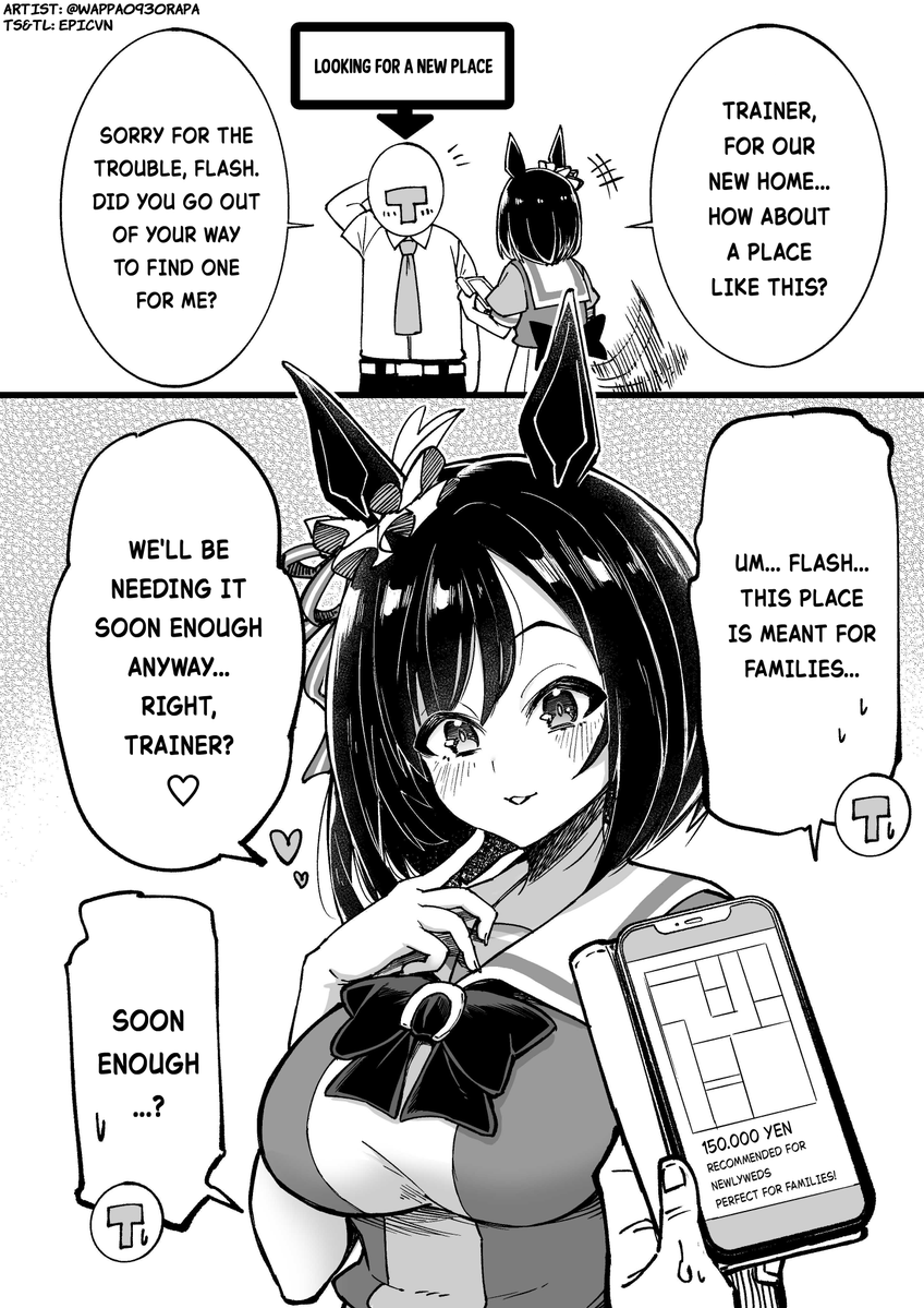EDemocraft's tweet photo. "The story of Eishin Flash helping her Trainer find an apartment"

Art by @wappa0930rapa 

Check out the original work and support the artist! 
#Umamusume #UmaTranslations https://t.co/GJBbQcCBWe