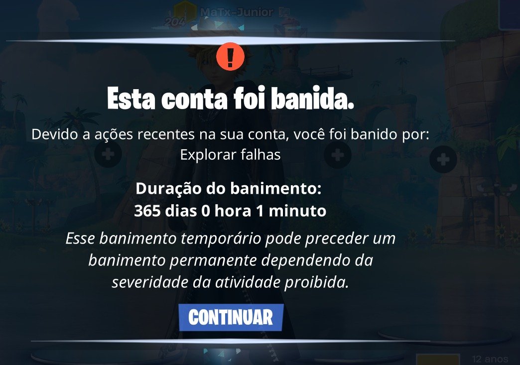 matxjr's tweet photo. FUI BANIDO NO FORTNITE POR UM ANO!!!!
e eu preciso de ajuda

no dia 17/09 recebi um aviso de BAN de 24h, e não achei que fosse algo sério então acabei esperando o timer zerar, mas ao entrar no jogo recebi uma extensão de BAN de 1 ano
@Fortnite @FortniteStatus @Brasil_Fortnite 
++ https://t.co/Zxel3tQJUk