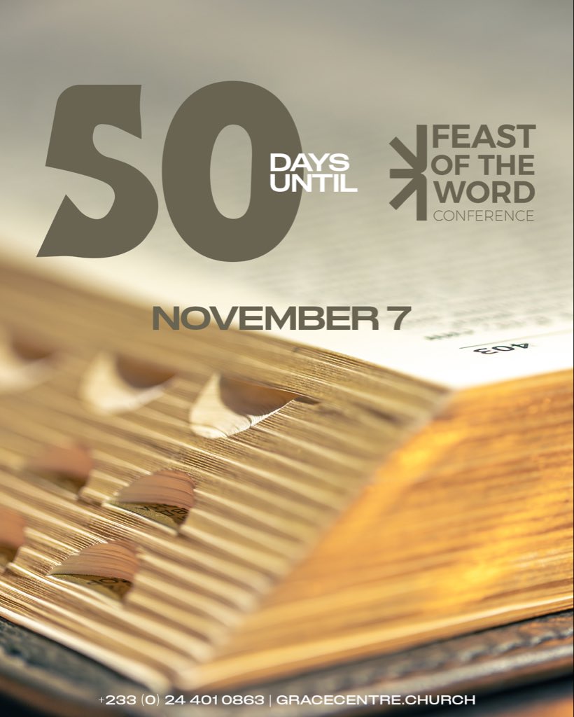 GraceCentreGH's tweet photo. Halfway to Feast of the Word!
Weโre getting ready for all that God has in store.
Only #50DaysToGo and we canโt keep calm.
Save the date and invite someone.
#FeastOfTheWord
#GraceCentreChurch
#APlaceToBelong https://t.co/Fmg4dMRiY9
