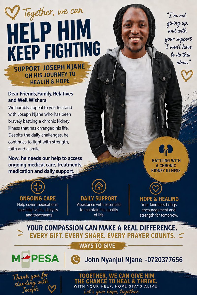 Kianangih's tweet photo. I've spoken to Allan Nyash today,he is still recuperating from hospital 

He is at KNH, in high spirits and boy that guy is a fighter.

Let's continue supporting our boy in any way one can. 

Mpesa - 0720377656

RT widely 🙏🏾 https://t.co/pxZym0Tmc8