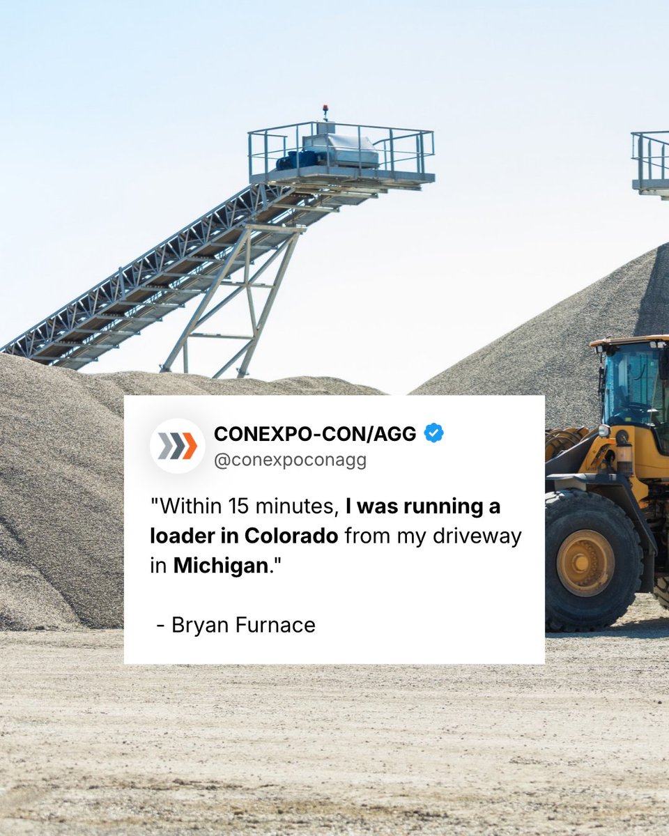 conexpoconagg's tweet photo. It sounds like science fiction. It's not. On the latest episode of the CONEXPO-CON/AGG Podcast, Bryan Furnace discusses his firsthand experience with remote equipment operation and why he believes the technology could reshape the future of construction.

▶️https://t.co/nugBlVSQE9 https://t.co/sLrSnuXm8k