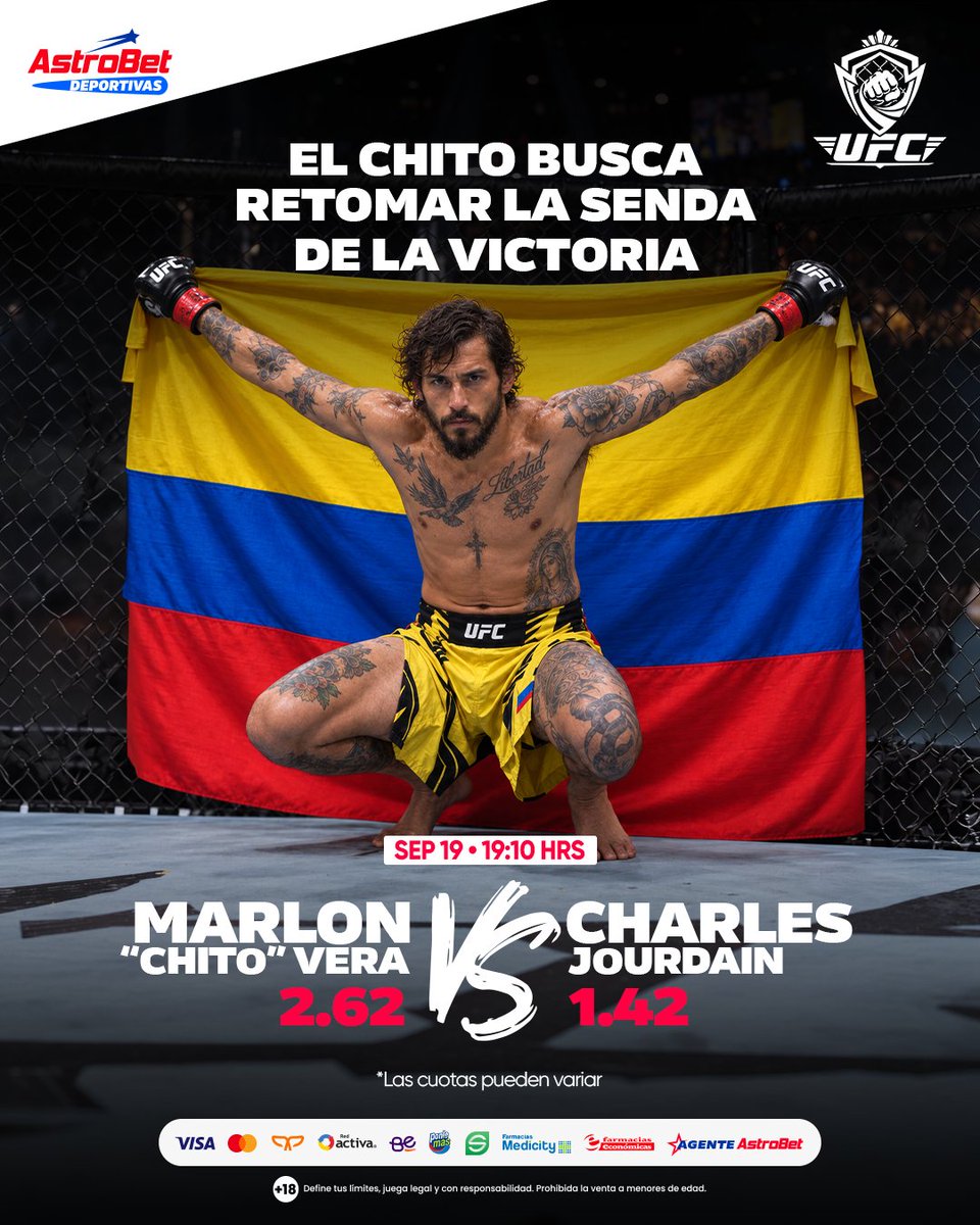 AstrobetOficial's tweet photo. 🇪🇨🥊 ¡Hoy pelea Chito, pana! El manabita vuelve al octágono con una nueva pelea y toda la intención de quedarse con la victoria. 🔥👊
🐶 ¿Cómo crees que termina? Déjanos tu pronóstico y gana en https://t.co/9lAtF7Zydy.
#Astrobet #Ecuador #ufc #chitovera https://t.co/oPBLClriSC