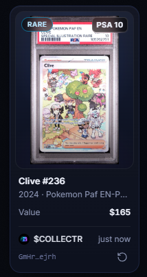 collectrgg's tweet photo. Someone just pulled a $165 PSA 10 card.

All they had to do was hold $COLLECTR. Creator fees funded the pull. The collectible landed in their wallet.

Hold. Earn. Collect. 

https://t.co/hYCd28lJBG

kkfhrRkYhft8fJArWZ2Q3Gm9DE435DpLH9CRxjuRXtv https://t.co/ZvXbxalQ54