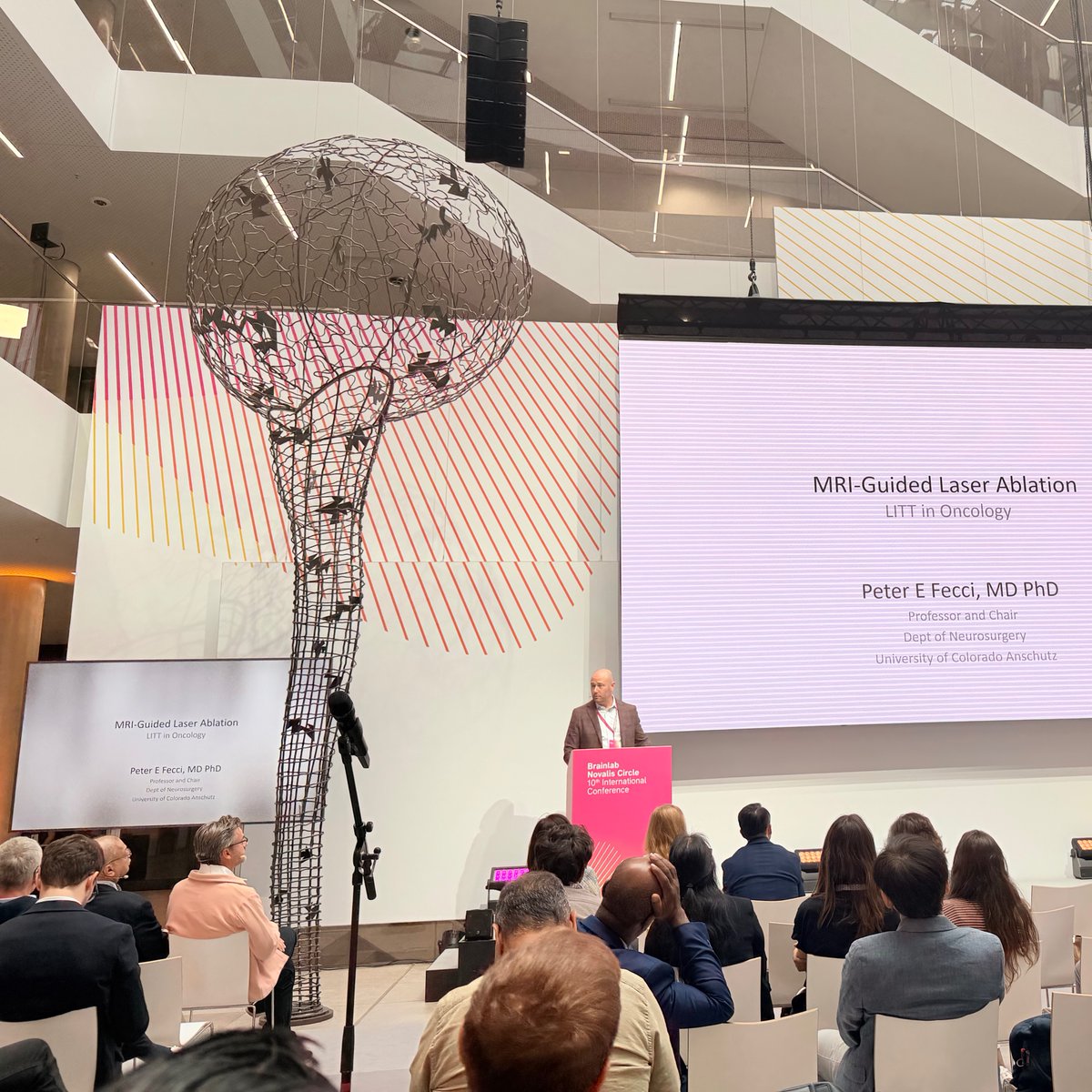 TheYangLab1's tweet photo. Excellent talk by Dr. @PeterFecci @CUNSGY @Brainlab  #NovalisCircle2026 on #MRI-guided laser ablation #LITT in #oncology.
#Brainlab #LaserAblation #NeuroOncology #Neurosurgery #BrainTumorResearch #Innovation @IsaacYangMD @UCLANsgy @UCLA_ENT @UCLAHealth @dgsomucla @HarborUCLA @HarborUCLASurg @HarborTrauma
