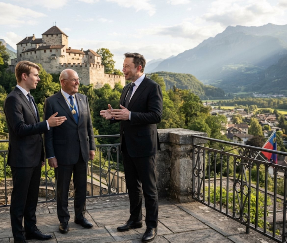 Kill6ccr's tweet photo. #ElonMusk #Liechtenstein #BreakingNews #ElonMuskNews #Billionaire #BillionaireNews #Europe # Breaking news: Elon Musk is secretly in Liechtenstein 💎 European reporters say Elon Musk is buying all of Liechtenstein. https://t.co/KWYan6ew2K