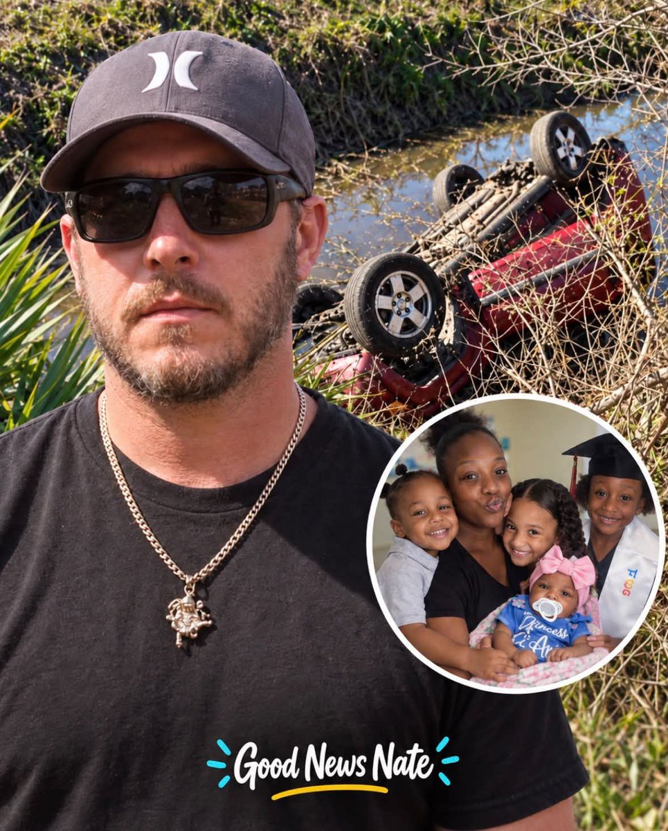 BeeAwake1's tweet photo. A mother and her three young children were trapped inside an upside-down SUV that was filling with water in a Florida canal.

One of the little boys was banging on the door, screaming that his mom’s head was underwater.

That’s when Casey Curtis heard the cries and ran toward the canal. He reached the submerged SUV and started pulling the children out one by one, getting all three to safety.

But their mother was still inside.

Casey went back to the vehicle and found her unconscious, still buckled into her seat with her head underwater. He lifted her face above the water, realized she wasn’t breathing and gave her a breath right there in the canal.

She started breathing again.

The mother spent several days in intensive care, but she survived. All three of her children survived too.

Those kids watched a stranger pull them from a sinking SUV, then turn around and go back into the water for their mom when she couldn’t save herself. Casey Curtis is the kind of person people should know about.