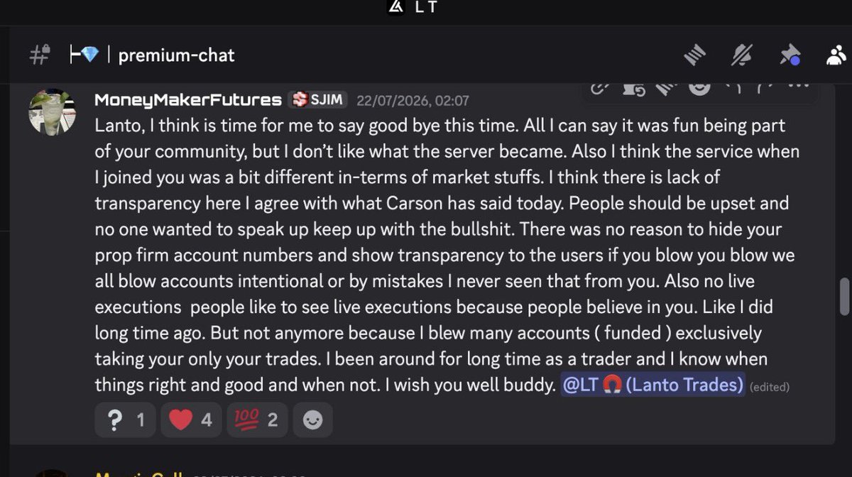 dontbsalti's tweet photo. lol some random acc from Plantos server is jsut doxxing everything 😭 

Might have to call this the Plantostein files. 

And this was one thing that I vocalized a year ago, was the lack of transparency around how many accounts was being churned. 

And the lack of execution/positions being visible. 

That’s it. That’s all I said. 

A PnL doesn’t paint the full picture. And it ends up just being a funnel because you go into the discord thinking you’re gonna make all this money, and you go use their code to buy accounts.