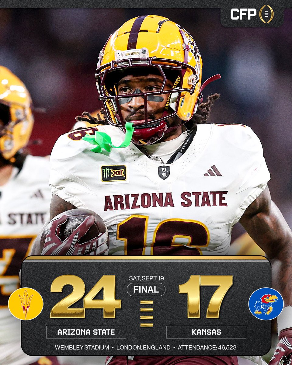 CFBPlayoff's tweet photo. The Sun Devils win the inaugural Union Jack Classic‼️ https://t.co/NbGlru4zvJ