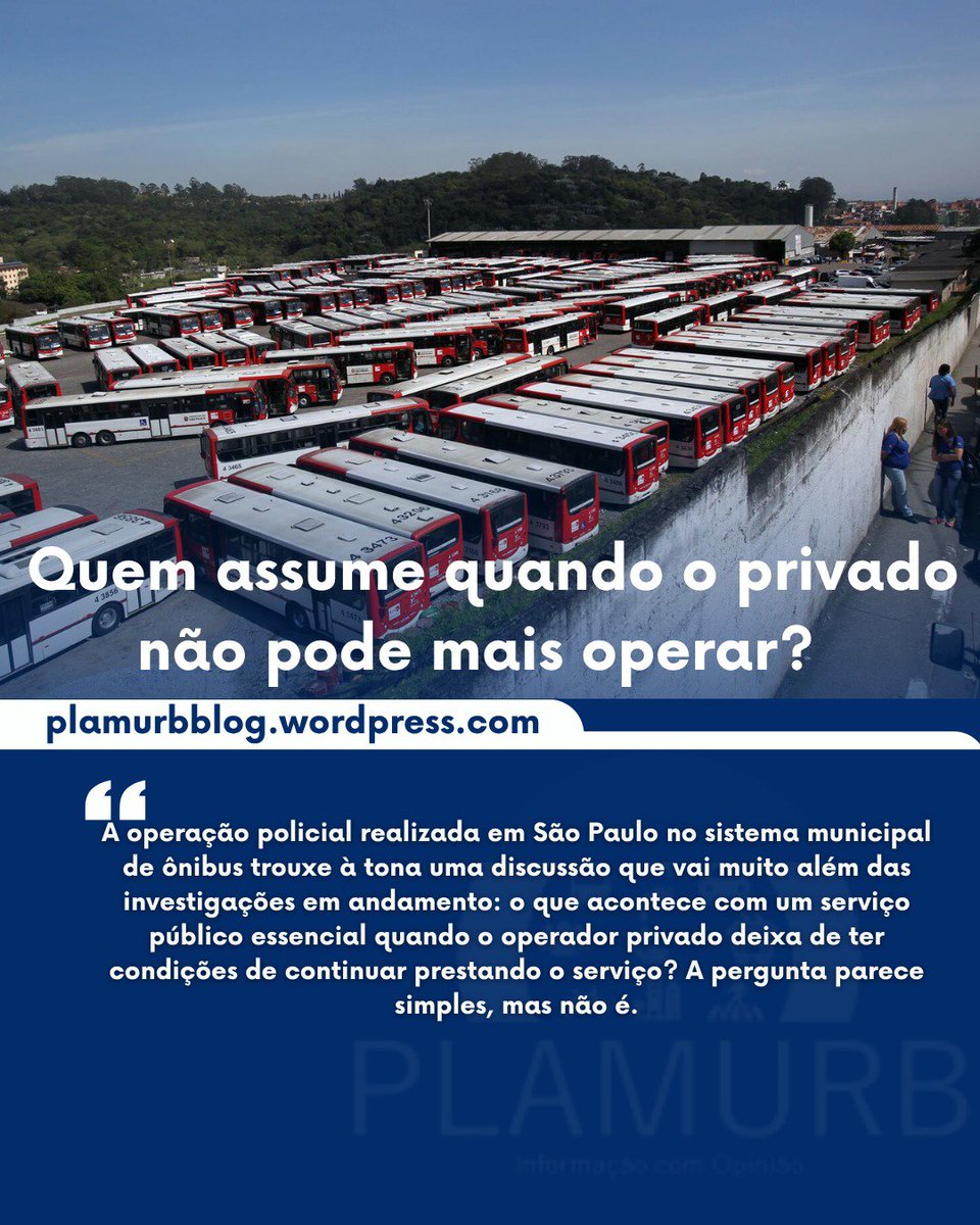 Plamurb1's tweet photo. A operação policial no transporte público paulistano nos permite fazer a seguinte reflexão: o que acontece com um serviço público essencial quando o operador privado deixa de ter condições de continua prestando o serviço?
#SPTrans #TransportePúblico
https://t.co/Sfc6NezlZD https://t.co/HYDQJNT0fc