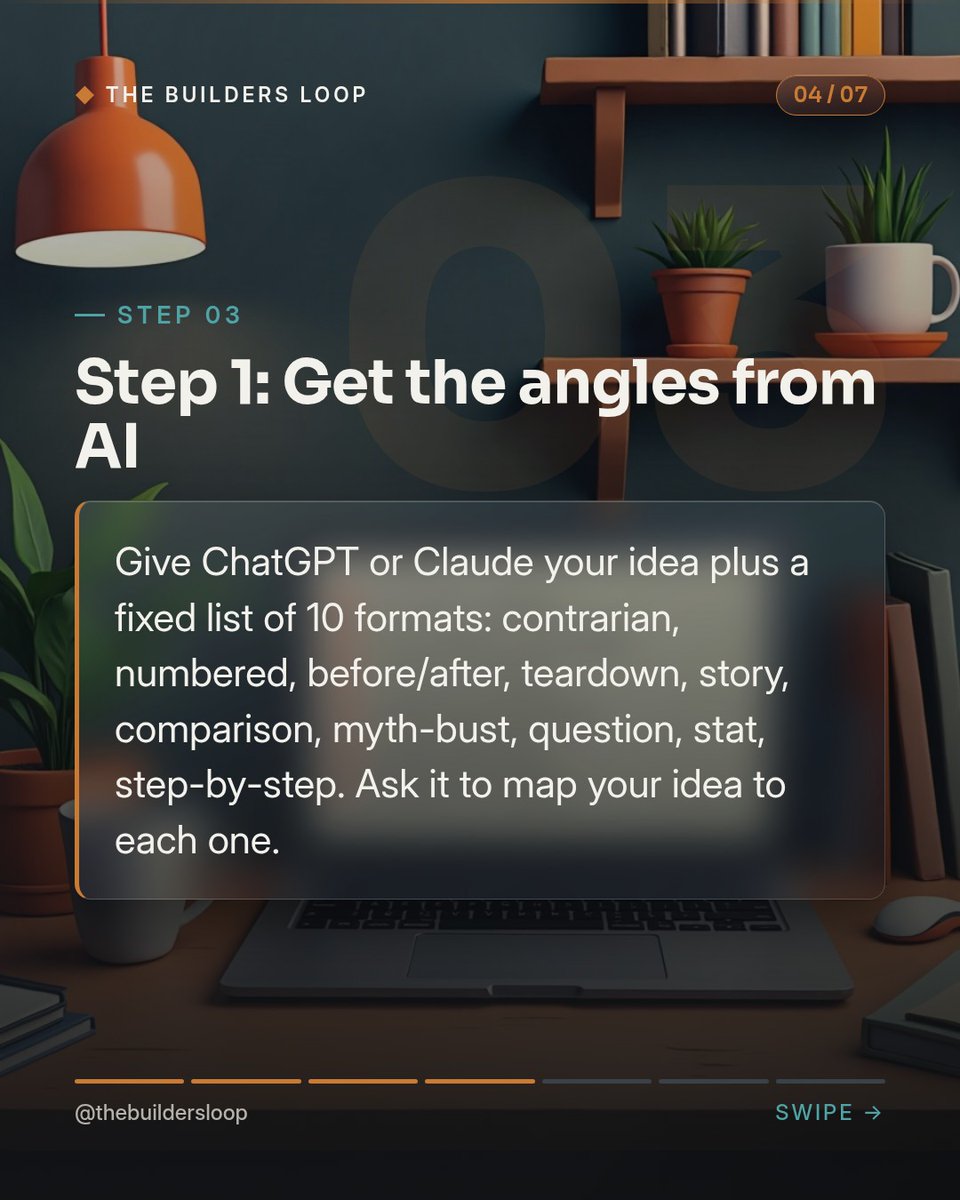 BibiMeccats53's tweet photo. One idea can become 10 posts in one afternoon—without content calendar meetings. Ask AI to turn it into 10 angles, then create hooks for each. Edit in your real details; that’s what makes the posts yours. https://t.co/mYA0tZDaOw