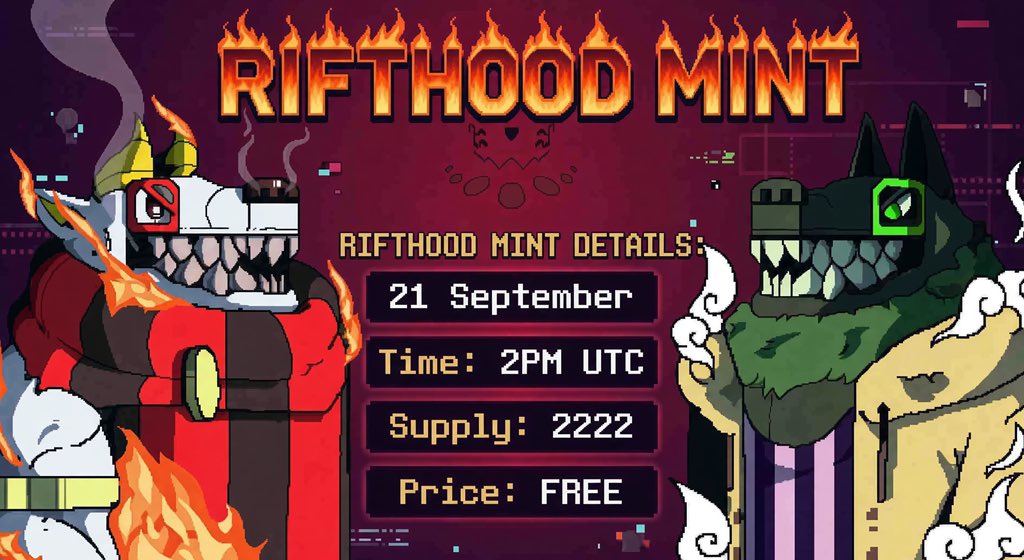 RIFTHOOD's tweet photo. BIG RIFTHOOD ANNOUNCEMENT 📢 

Mark your calendar; RIFTHOOD will be coming to Robinhood this Monday — 2PM UTC

Supply: 2,222
Price: Free 
Launchpad: @opensea 

FILL THE FINAL FORM: https://t.co/BHyzU0q24e

200 WALLETS WILL BE PICKED FROM HERE FOR OUR GTD MINT

Opensea Link/Checker Will Be Dropping Soon (turn on notifications)