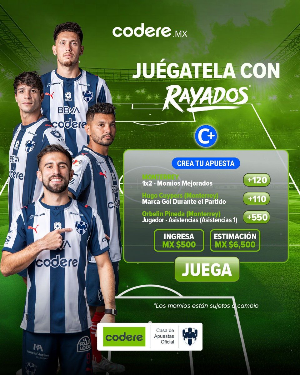 CodereMX's tweet photo. 🤠🤟🏻✅ Sobrinos, agárrense que les traigo un parlay que no pueden dejar ir.

Al rato, todos con mis @Rayados.
¡Vamos Pandilla! 😎Ⓜ️ https://t.co/KccSX8cOqa