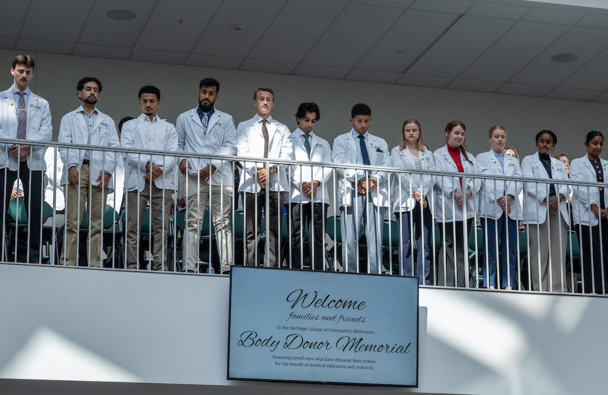 OUHCOM's tweet photo. Yesterday, students, faculty and loved ones gathered to honor those who generously donated their bodies to medical education through our Body Donor Program. Their selfless gifts are foundational to training our future physicians and health care providers. https://t.co/fO5KwqHEIz
