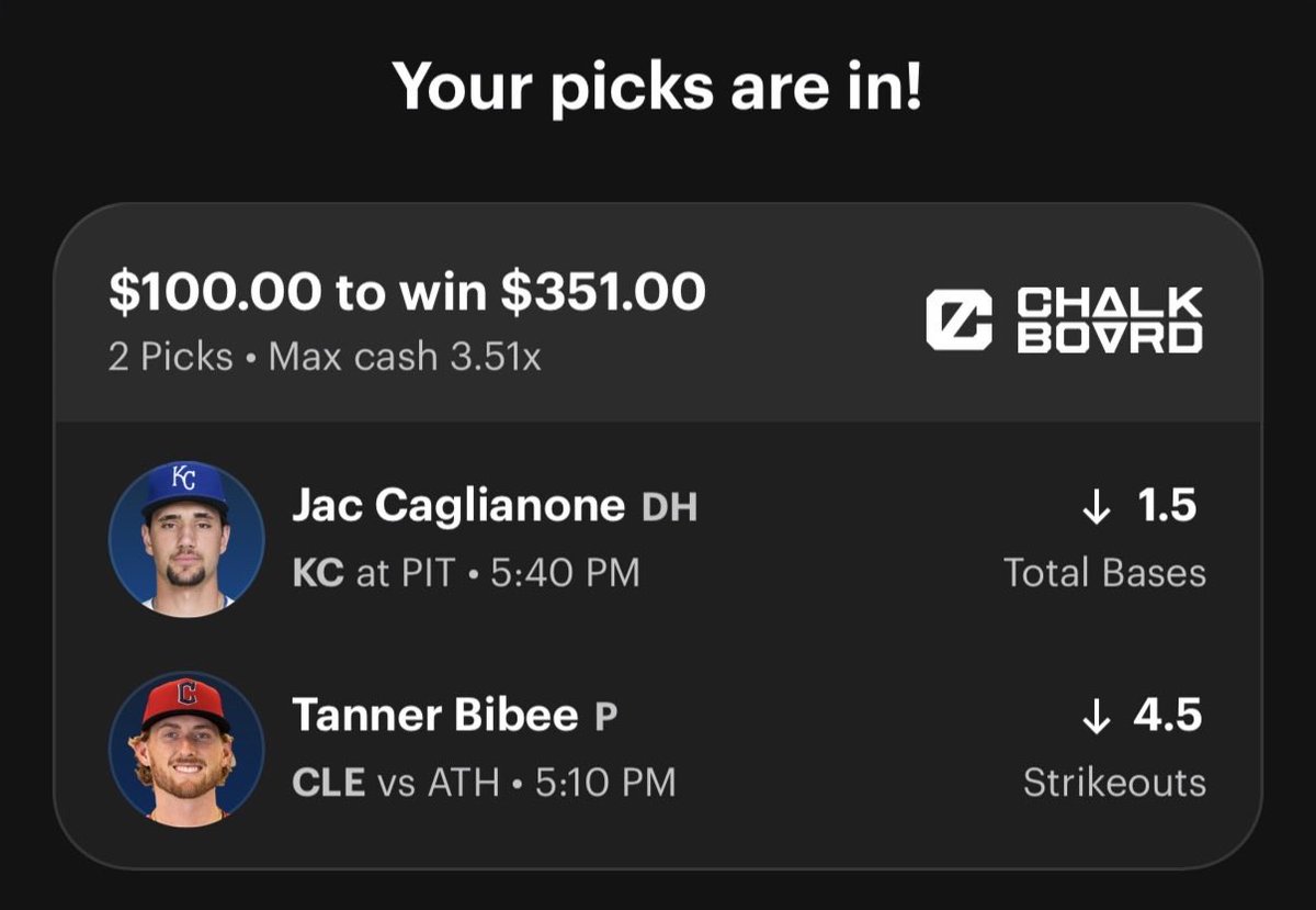 notgriegoev's tweet photo. Chalkboard MLB Lay from @OddsJam https://t.co/vGEDyj7ZTZ