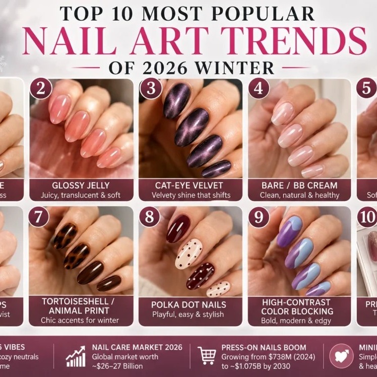 VelmaJesj7's tweet photo. Trending Nail Art Styles for Winter 2026

Discover the 10 most popular nail art trends of 2026 and get inspired by the season’s hottest looks. https://t.co/0dabZm6yBR