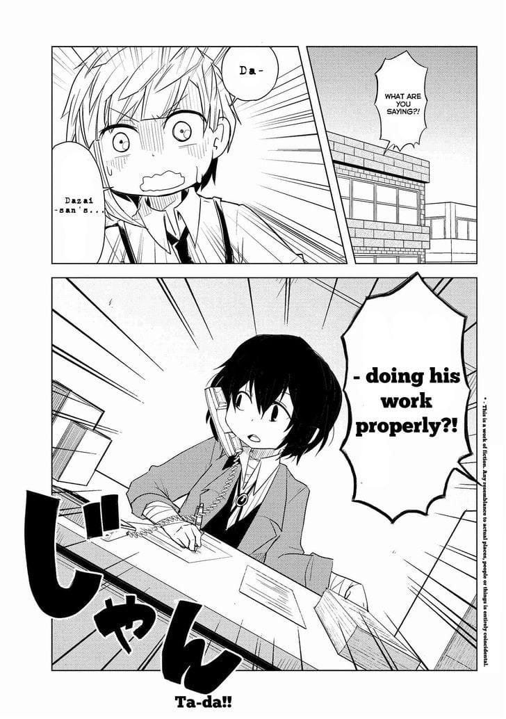 tetezaiii_'s tweet photo. When I read bsd fics people usually write the agency reaction if dazai came to the office earlier or if he started working for real and to know that we have cannon wan chapter with the same dynamic 😭😭 https://t.co/YkkOaR3eNi