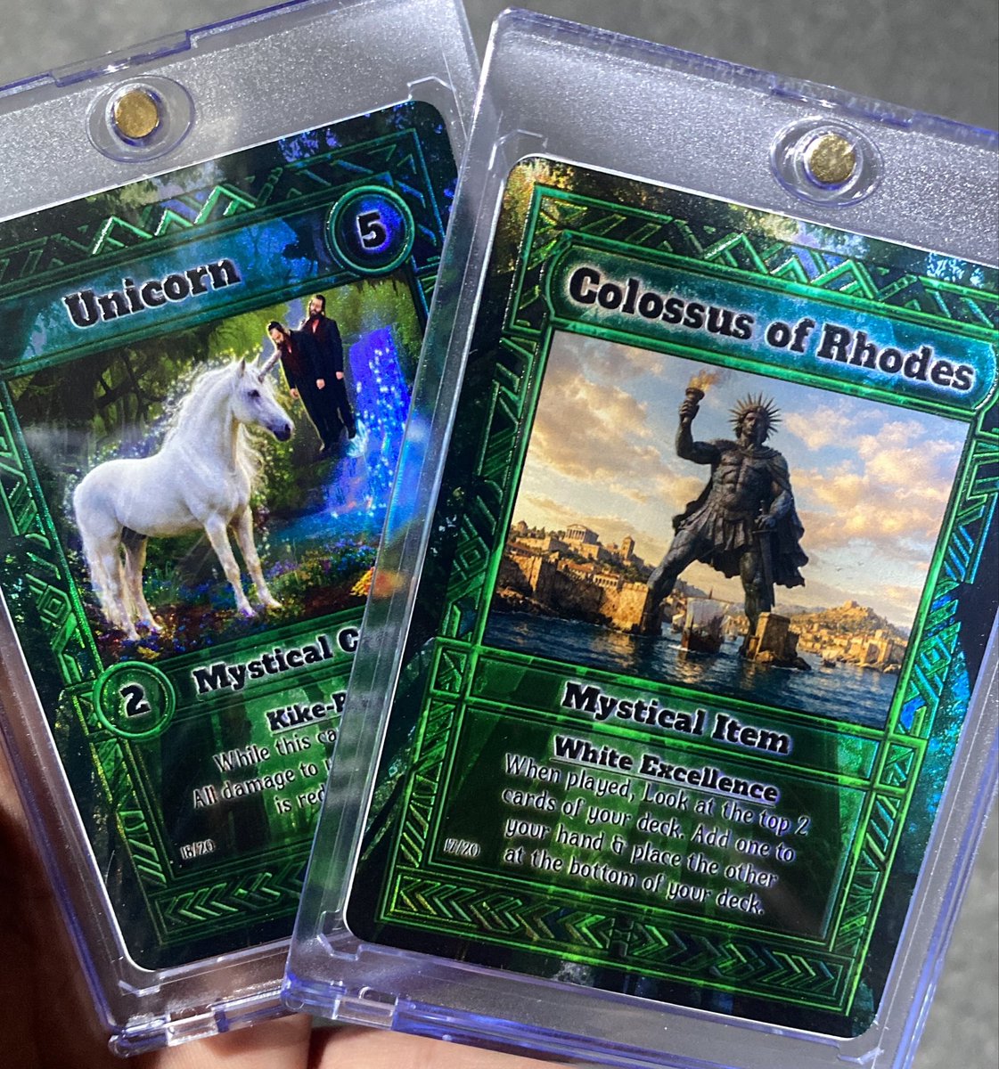 MeisterM00Ie's tweet photo. Had 10 of my Mystical Creatures preorder packs arrive yesterday... by far the BEST looking mid-season TO has released and the cards are higher quality than anything in the past! 1 GUARANTEED LEGENDARY in each pack! Pick them up before they are gone forever! https://t.co/1ljgN0gSuz