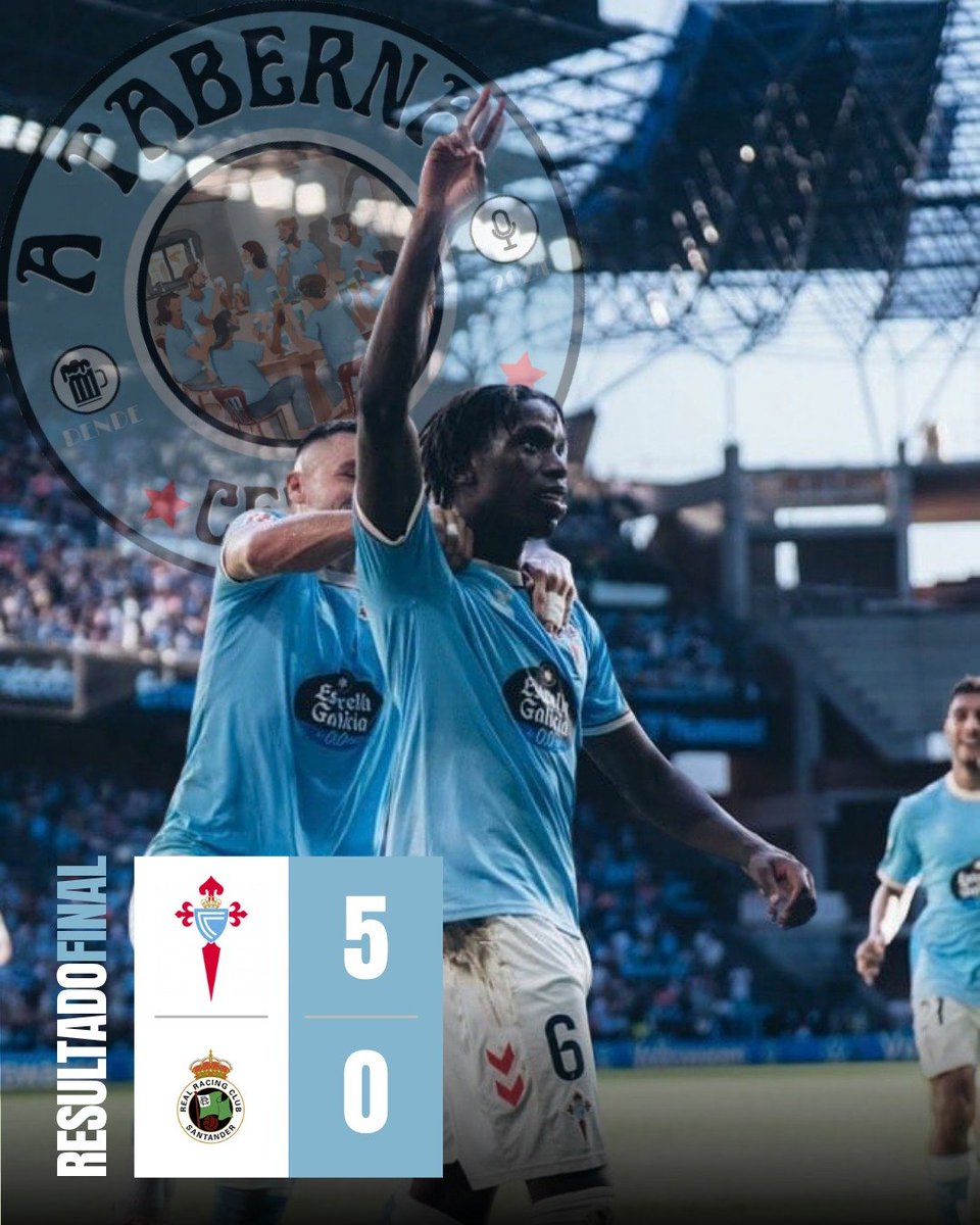 TabernaCeltista's tweet photo. 💥 𝗠𝗔𝗡𝗜𝗧𝗔 𝗘𝗡 𝗕𝗔𝗟𝗔Í𝗗𝗢𝗦! 🩵

@RCCelta 5-0 @realracingclub 

⚽️ Hugo González 32’
⚽️ Ilaix Moriba 43’
⚽️ Miguel Román 69’
⚽️ Pablo Durán 78’
⚽️ Pablo Durán 90+2’

🔥 Primeira vitoria da tempada!

🩵 Que maneira de gañar!

#RCCelta #CeltaRacing #ATabernaCeltista https://t.co/KesvQpmQ7e