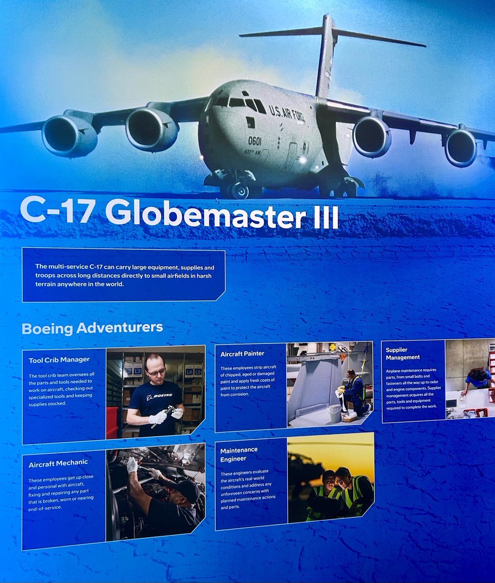 futureofflight's tweet photo. Since its first flight, 35 years ago, the C-17 Globemaster III has stood as a testament to global airpower and innovation. Visit #BoeingFutureOfFlight to learn more about this aircraft and the careers that support it. 
https://t.co/TJznLhxKvB https://t.co/9JMTqXilLe