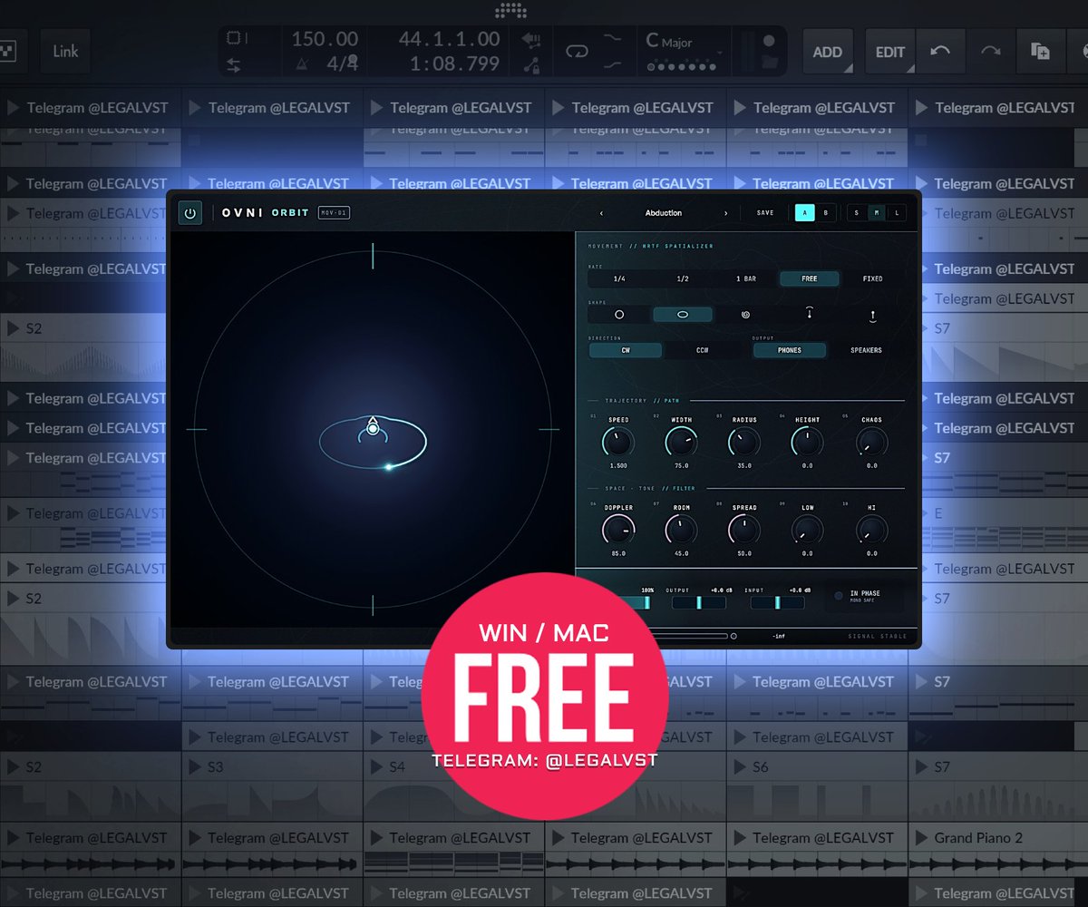 LEGAL_VST's tweet photo. ORBIT by @OVNIAUDIO 🎧
Binaural Movement Engine
💻 Mac/Win (VST3/AU)
🎁 FREE (Open-Source) https://t.co/eY1DLI4egV
More freeware 👉 https://t.co/okUqkdbah2
#freeplugin #binaural #spatializer #opensource #hrtf #doppler https://t.co/P6MqLT2p5t
