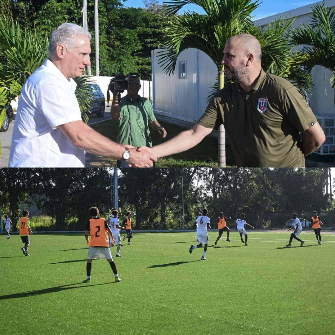 IzquierdoAlons1's tweet photo. Visitamos junto a nuestro Primer Secretario del CCPCC y Presidente Miguel Díaz Canel, el Estadio de Fútbol La Polar en #LaHabanaDeTodos.
#LaHabanaViveEnMí https://t.co/ZjsA92tNWx