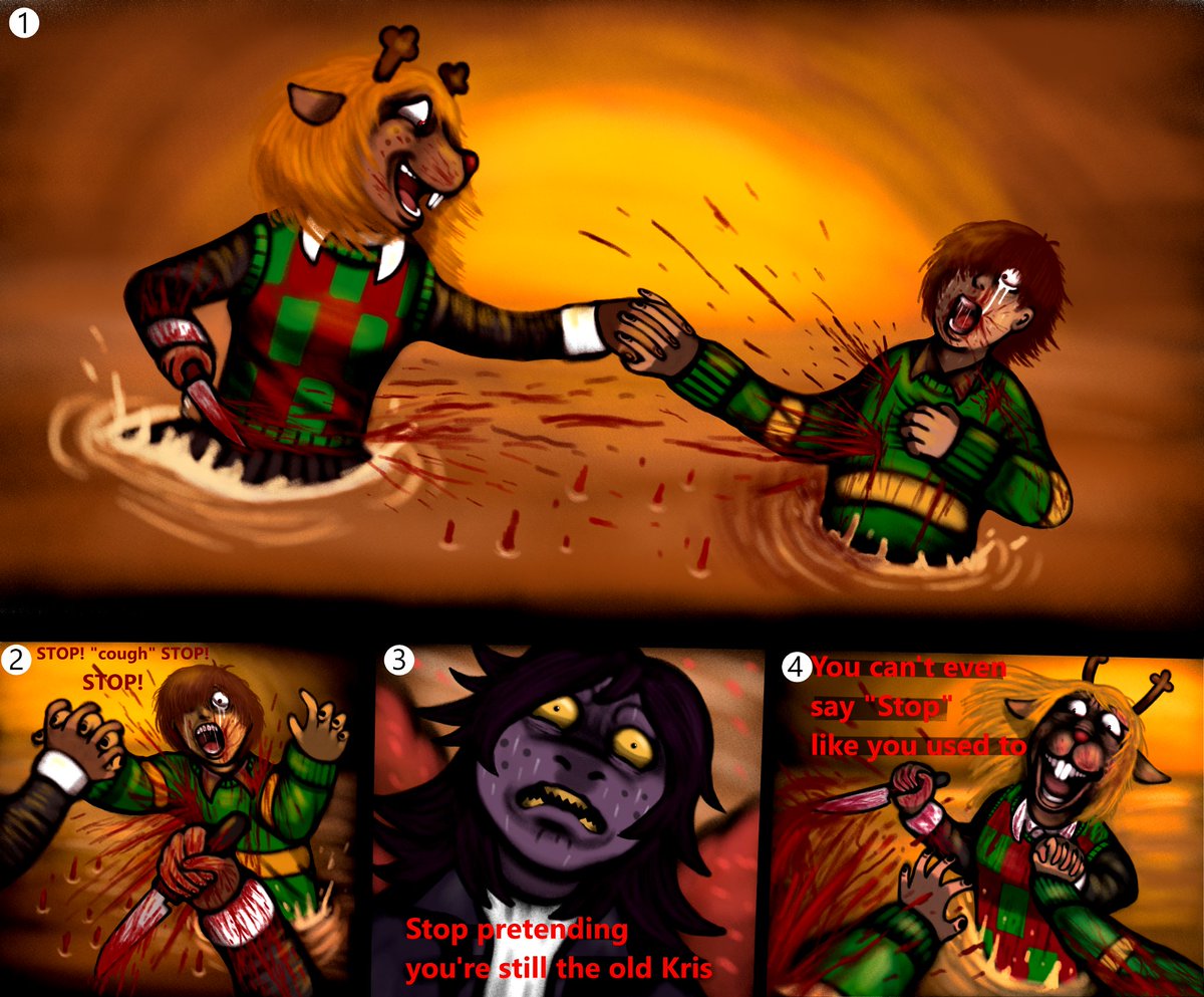 Charcoalman2's tweet photo. Deltarune Blood-Grave AU: Chapter 5

#Deltarune 
#krisdreemur 
#NoelleHoliday https://t.co/PycoT6orAe