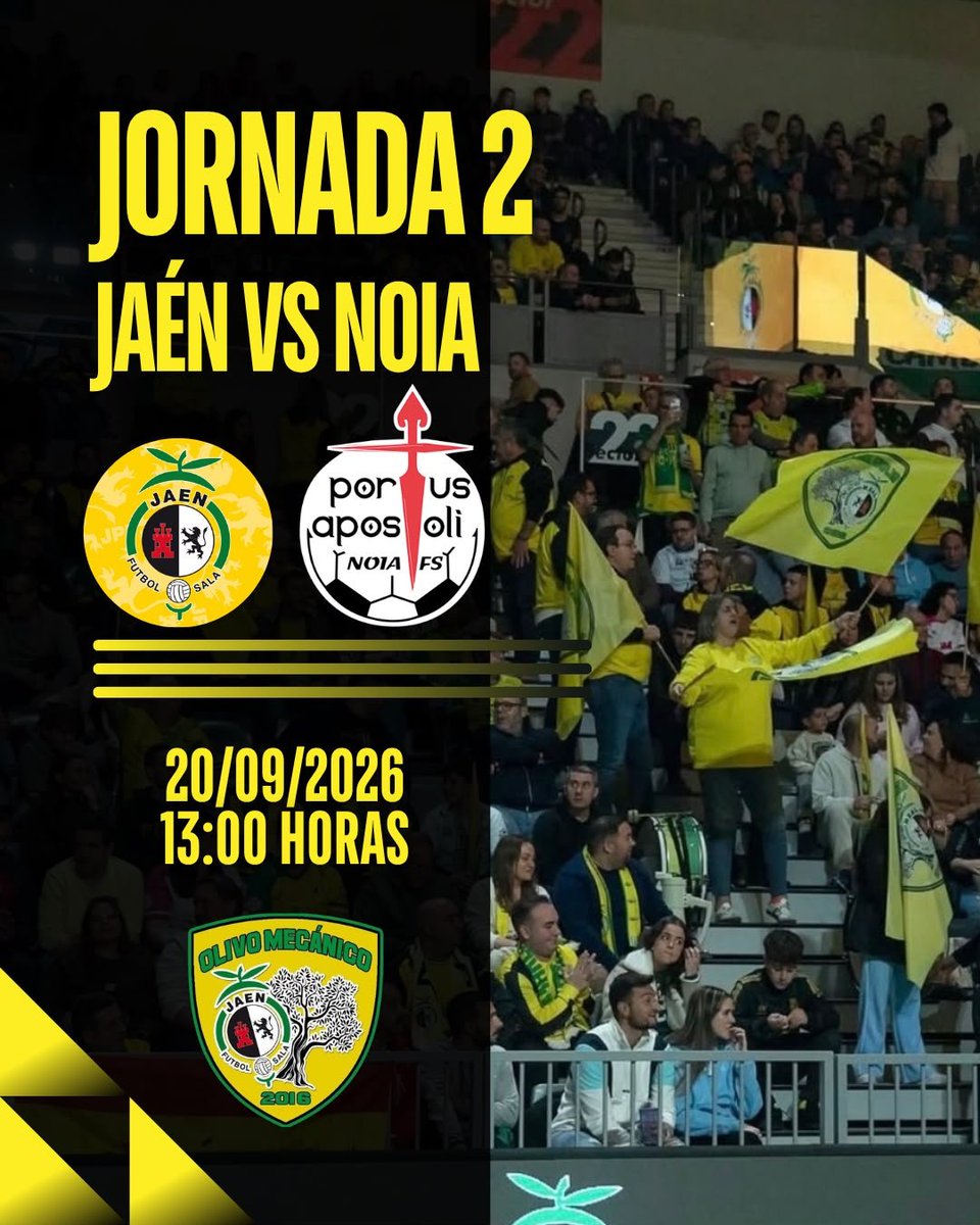 OlivoMecanico's tweet photo. 🔰 ¡Mañana es día de partido!

 💛💚 Primer partido de la temporada en el templo contra @NoiaFutbolSala 

🤩 Ganas de ver a nuestros guerreros amarillos en acción 

🎙Retransmisión a través de audio en @radioypuntojaen y @JaenenJuego https://t.co/EVqEM2NNob