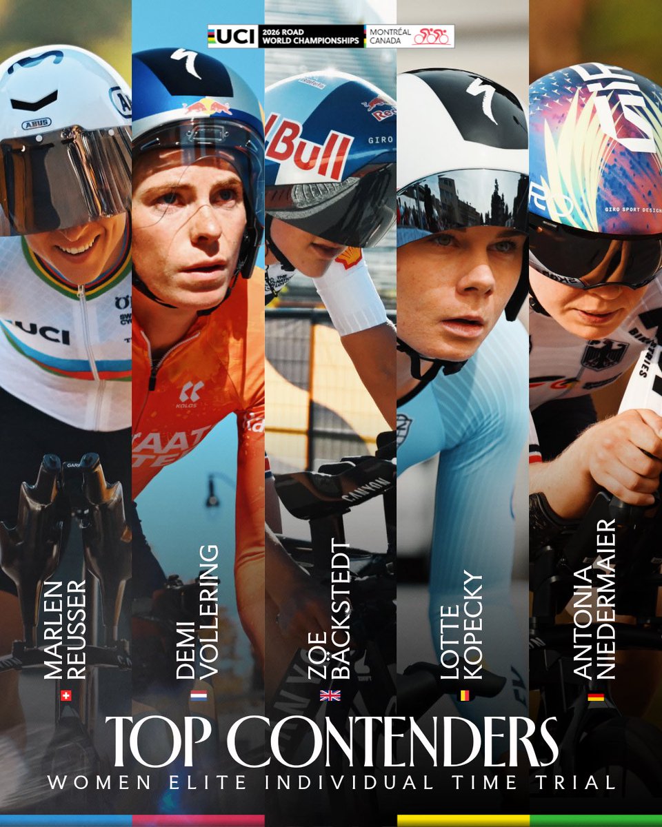 UCI_cycling's tweet photo. Only one rainbow jersey 🌈⏱️
Who will be crowned Women’s Individual Time Trial World Champion?

#Montréal2026 https://t.co/pgSOCv7btY