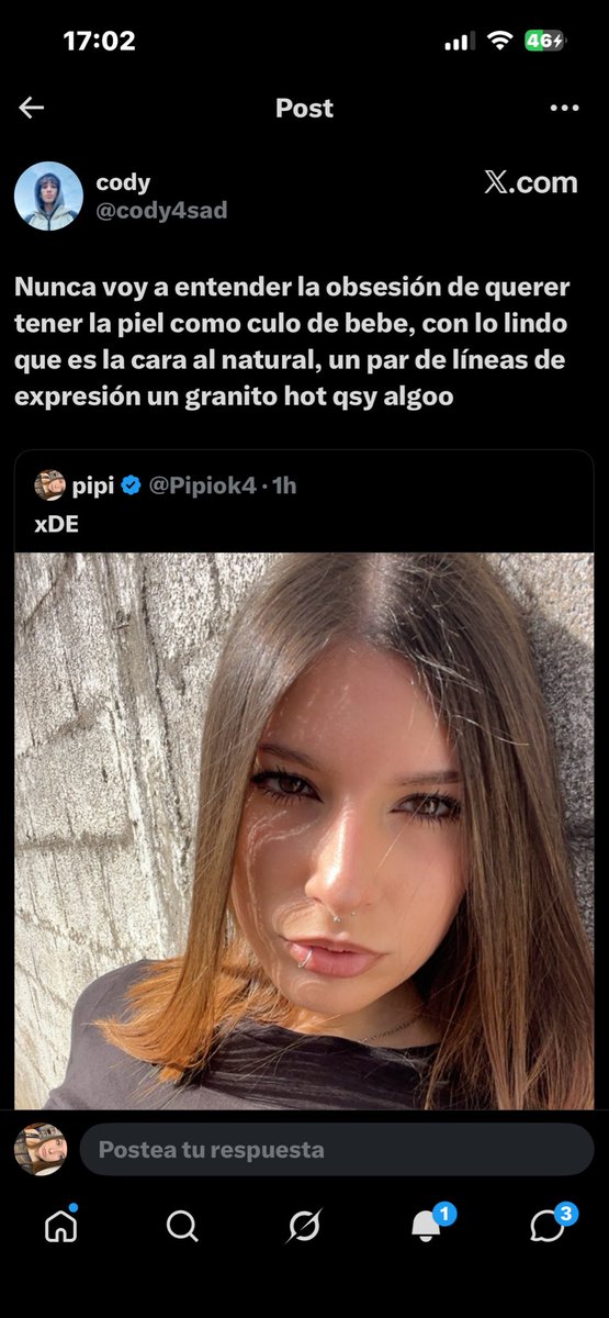 Pipiok4's tweet photo. el punto d criticar hasta una piel SANA, gracias a dios no necesito usar filtros y me cuido lo máximo posible la cara, puto pesado https://t.co/kNB3Vm1A7J