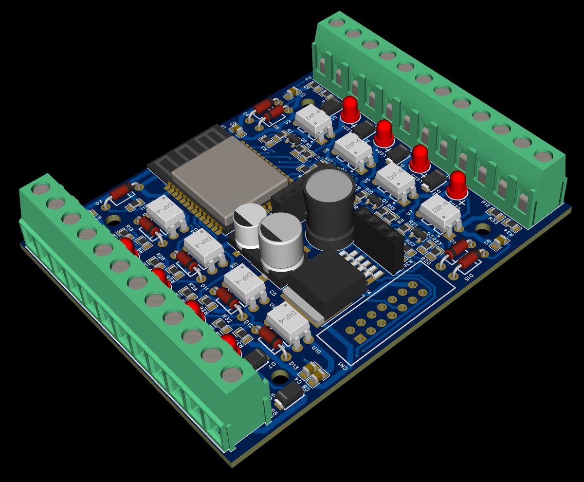 Empitrix's tweet photo. PCB for my ESP32-based mini PLC/IO controller is done, Now onto the firmware and Web UI! https://t.co/FJ3xkx37GA