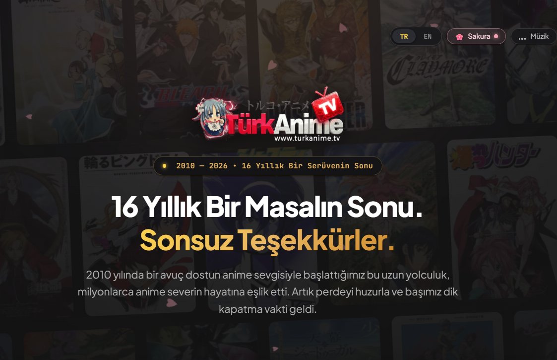 tourenscom's tweet photo. 🚨Türk Anime TV kapandı! 🥹

Site kurucularının büyümesiyle birlikte hayatlarının ve sorumluluklarının değiştiği, bu nedenle siteyi artık sürdüremedikleri belirtildi. https://t.co/4xpU5c4HQK