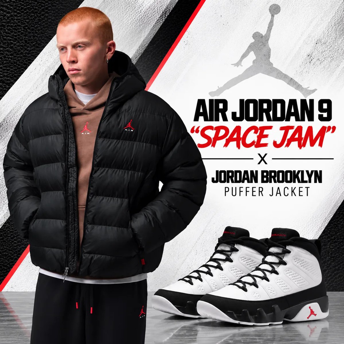 SneakerFitsCom's tweet photo. Jackets to Match the Air Jordan 9 “Space Jam” 🔥

Layer up the Space Jam 9s with Jordan jackets in Black, White and red — from varsity and track styles to lightweight layers and a cold-weather puffer.

Shop the matching jackets + more outfit ideas:
https://t.co/Es9fDFyJCM

#AirJordan9 #SpaceJam #JordanBrand #SneakerFits
