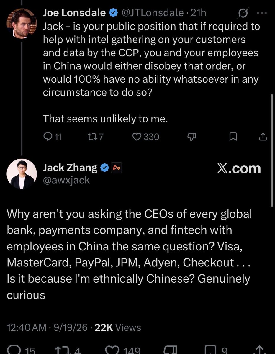 suchenzang's tweet photo. did you know, out of the 500 AMERICAN Fortune 500 companies, at least 40 (e.g. 3M, AMD, Intel, AT&T, Boeing, Exxon Mobil, Dupont, FedEx, Ford, GM, Home Depot, JP Morgan Chase, Goldman Sachs, Citigroup, Amazon, Walmart, Pfizer, etc.) have offices in CHINA?

which means... all 40 of these largest, greatest, richest, most successful, most powerful AMERICAN Fortune 500 companies HAVE to comply with CCP demands!

shocking.