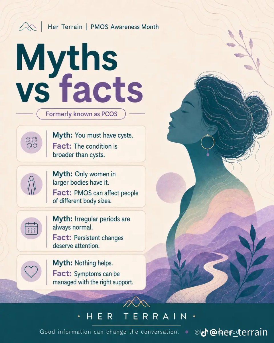 herterrainpod's tweet photo. PCOS is more than cysts, and it can affect people of all body sizes. Know the facts, listen to your body, and seek support when needed. 💚💚#pcos #pcosawarenessmonth #pmosawarenessmonth #womenshealth #fyp https://t.co/NwjQI72VxQ