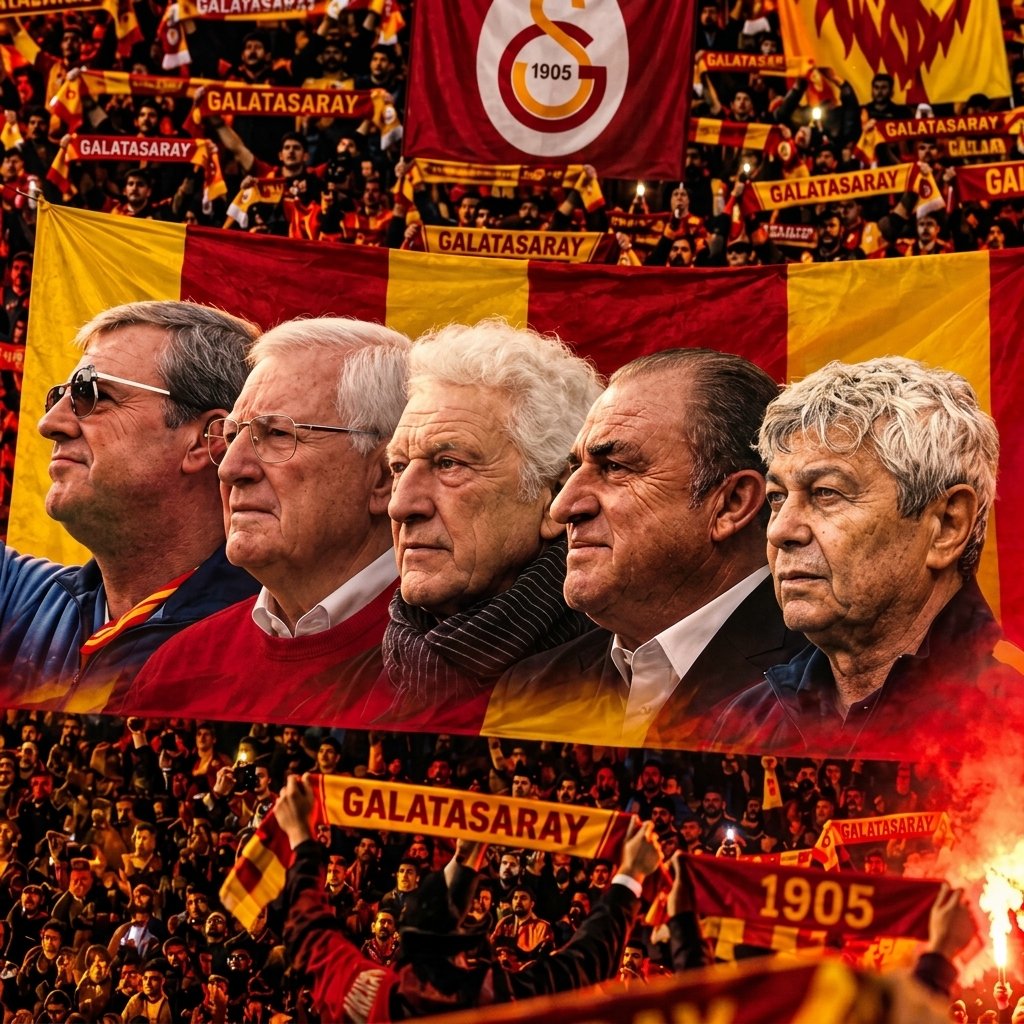 Hagi2001Jardel's tweet photo. "Galatasaray'ın hocası nasıl olmalıdır'ın resmidir bu. Tarihimizde Galatasaray'ı Galatasaray gibi oynatan hocalar.. Şu anki malum teknik direktörün bu resimde yeri yoktur! #Galatasaray #tsvgs #fatihterim #okanburuk #trabzonspor #okanburukistifa https://t.co/7I0EkrYk5B