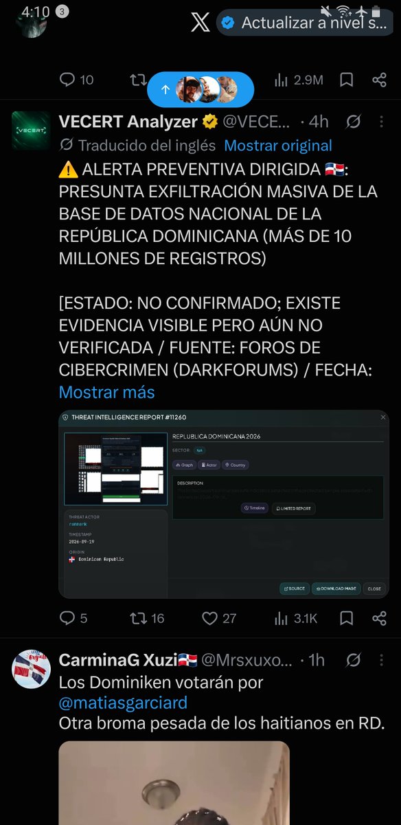 sauly91's tweet photo. República Dominicana tiene un problema serio de ciberseguridad ☠️ más de 10 millones de registro 
@EuricSanti https://t.co/cHg8rPPURa