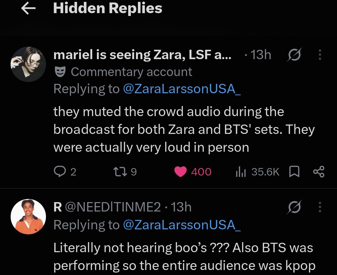 TrustCrave's tweet photo. During the iHeartRadio Music Festival livestream, the crowd audio was muted during both Zara’s and BTS’s sets so viewers watching the broadcast could hear the music properly, because the fans were actually THAT loud in person (2/2) https://t.co/3CrMgvqUfP