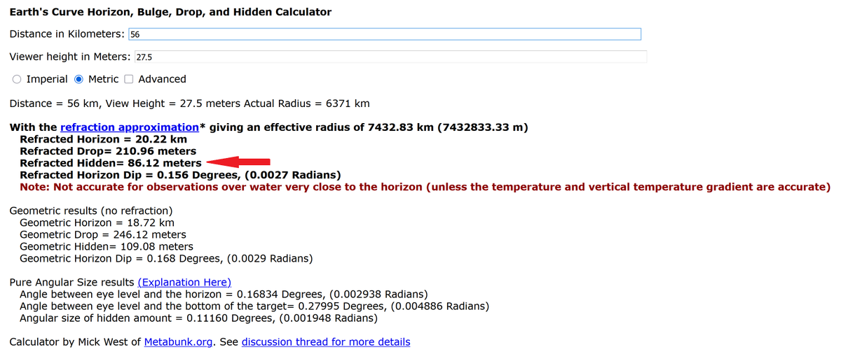 0zflerf's tweet photo. @LNGFrankie My bad,I got the elevation from google earth and used the original location info which put him at 25.9m elevation.
That said there's a lot more than 5m showing and if you're going to claim non standard levels of refraction you need to prove it with weather data and not just math. https://t.co/a3X6DL60hB