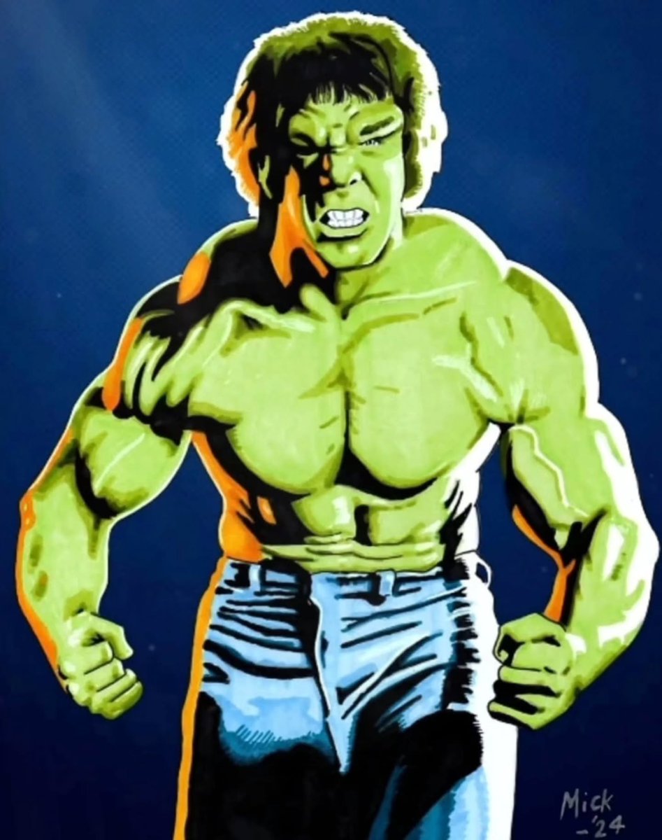 MargoKampfvv2's tweet photo. It's Hulk week! All this week I will be sharing my drawings of all the live-action jolly green giants. First up, it's the only Hulk that actually IS live-action: Lou Ferrigno who played him initially in "The Incredible Hulk" TV show from 1978-82 https://t.co/3iCJ0YKPRt